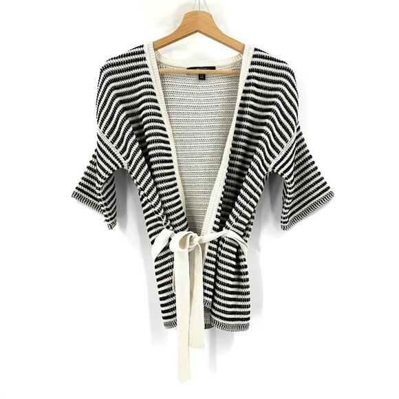 MaxMara Weekend Linen-Blend Knit Short Sleeve Wrap Cardigan Sweater Top Sz S - Picture 2 of 6